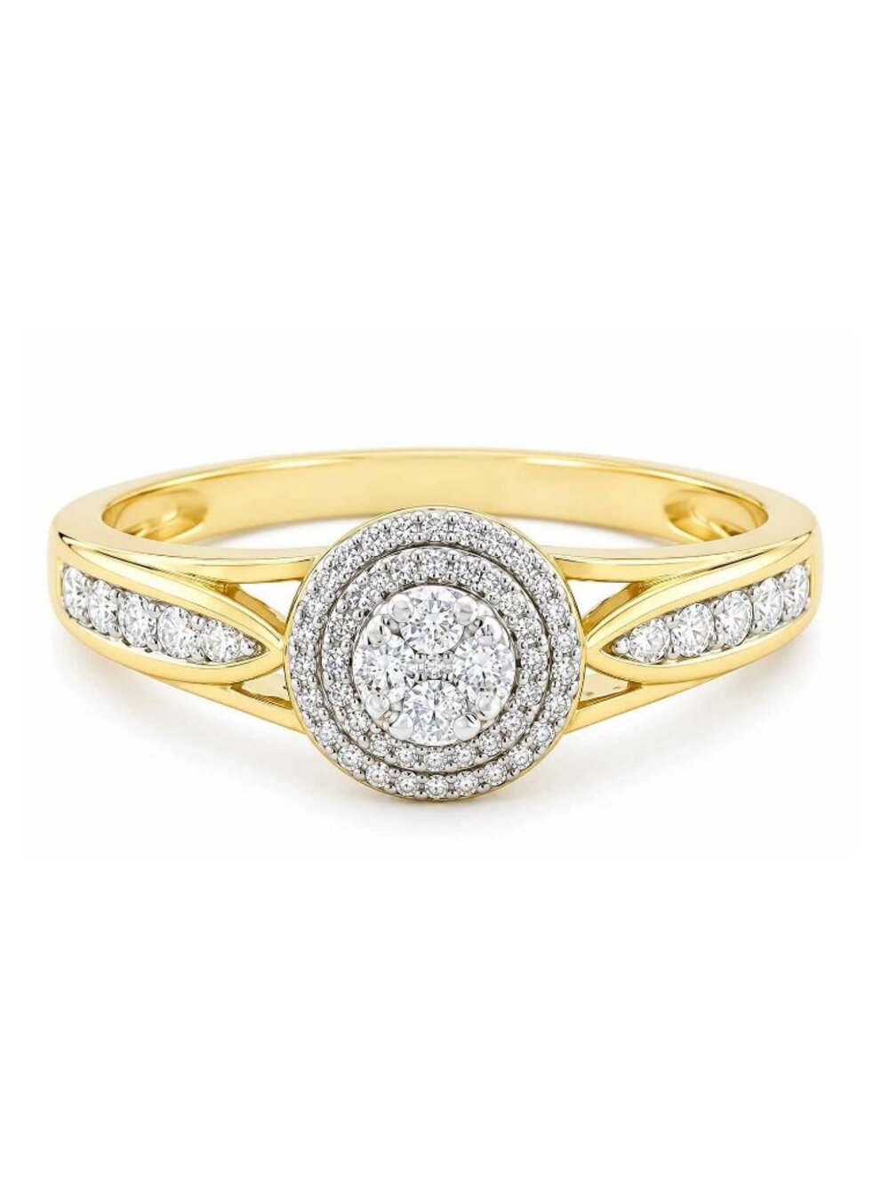 Genuine 0.75 Cts Diamond Engagement Ring 10k Yellow Gold